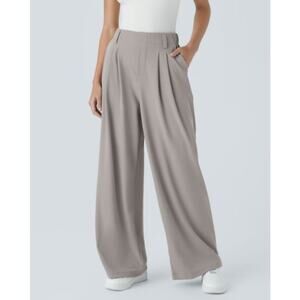 Halara Flex  High Waisted Pocket Wide Leg Waffle Work Pants size XL gray